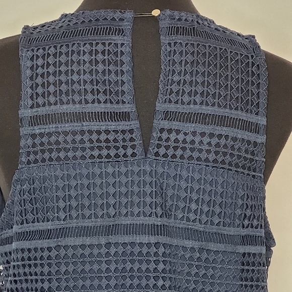 Abercrombie & Fitch Navy Blue Sleeveless Keyhole Crochet Sheath Dress - Size M - Picture 5 of 10